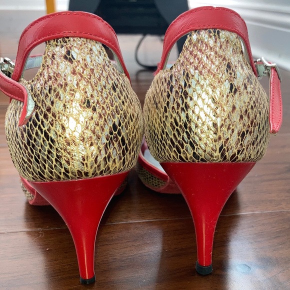 Argentine Tango Darcos Red and Tan Women's Heels 39 - Picture 9 of 10